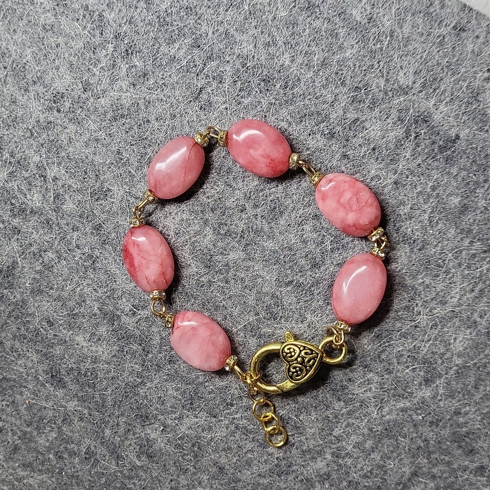 Clearance Sale! Rose quartz and gold bracelet